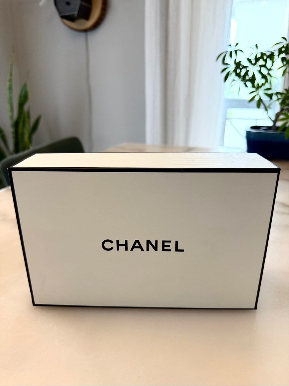 CHANEL White Box with Black Logo Trim (Empty)